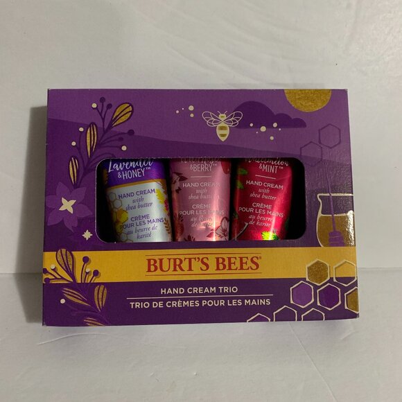 Burt's Bees Hand Cream Trio Gift Box Set Lavender Wild Rose Watermelon Mint - Picture 1 of 6